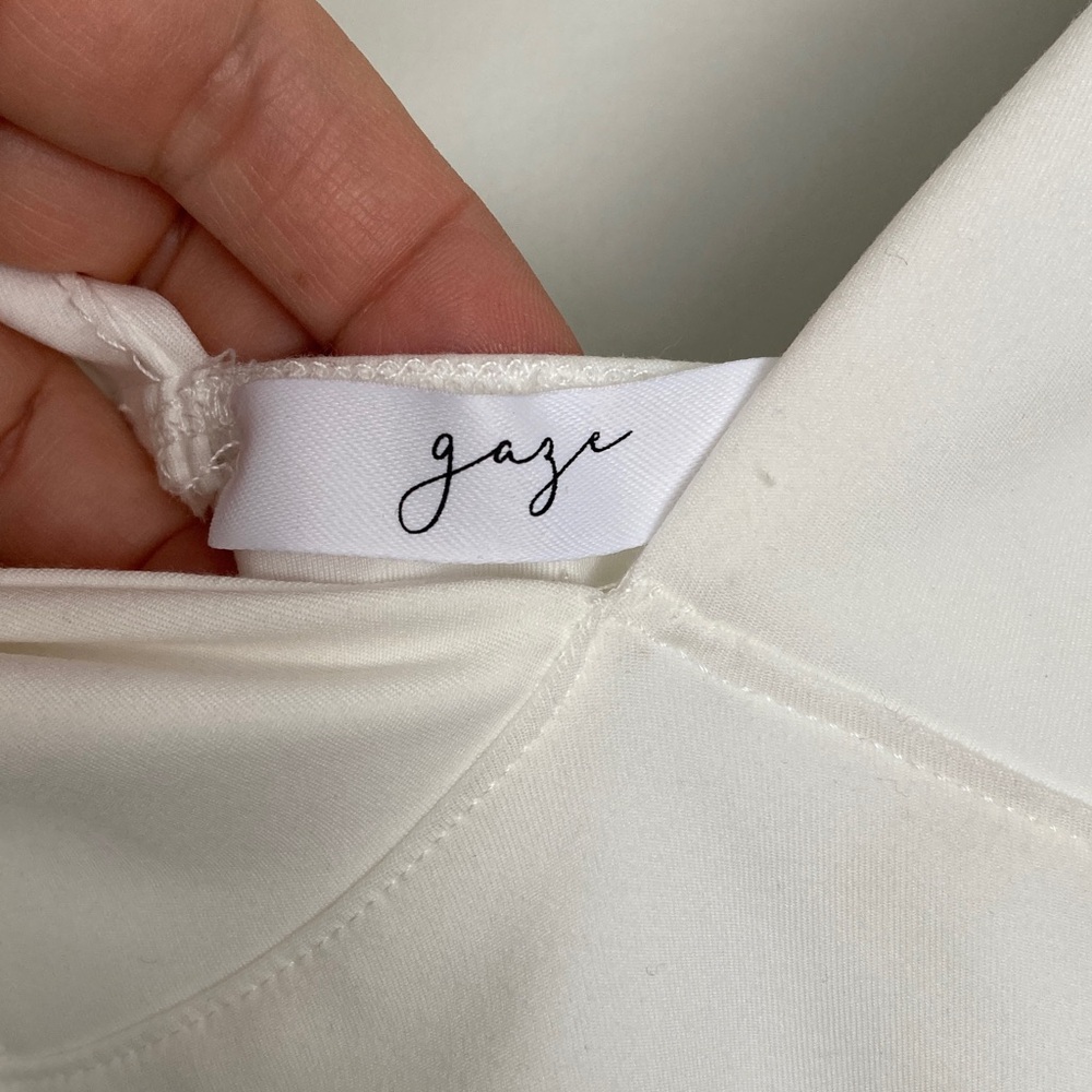Gaze White Top Teen Women’s Medium NWT Spring Summer Tee Cap Sleeve - Picture 2 of 5